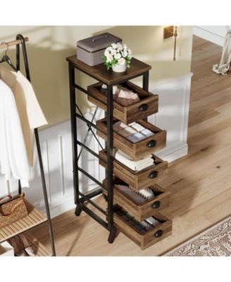Tall 5-Drawer Wood Dresser – Slim Vertical Storage Organizer for Bedroom, Living Room, Entryway