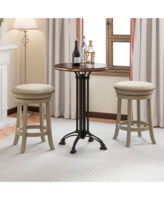 26 Inches Swivel Bar Stools Set of 2 wth Wooden Frame-26.5 inches