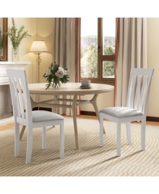 Dining Chair Set of 2 Upholstered Wooden Kitchen Chairs with Padded Seat and Rubber Wood Frame