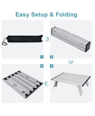 2 Packs 5-Position Outdoor Folding Backpack Beach Table Chair Reclining Chair Set