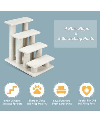 4-Step Pet Stairs Carpeted Ladder Ramp Scratching Post Cat Tree Climber