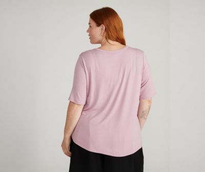 Plus Size Liquid Jersey V-Neck Stovepipe Tee