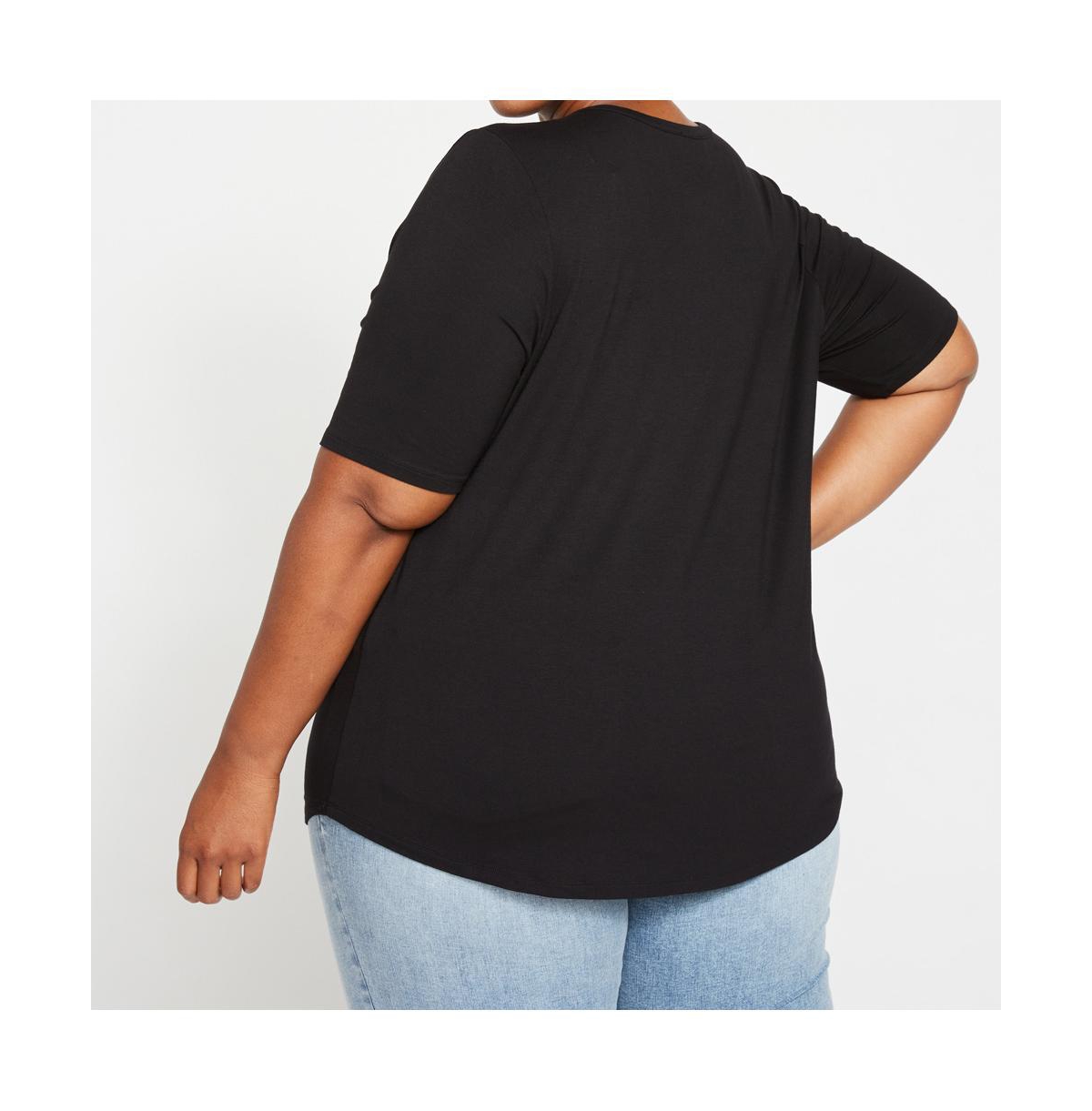 Universal Standard Plus Size Lily Liquid Jersey V-neck Stovepipe Tee In Black