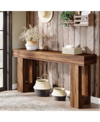 Long Console Table, 63 inches Wooden Rectangular Sofa Table for Behind the Couch, Farmhouse Entryway Table for Hallway, Living Room
