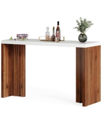 55.12" 1Pc Faux Marble Finished Modern Freestanding Home Bar Table