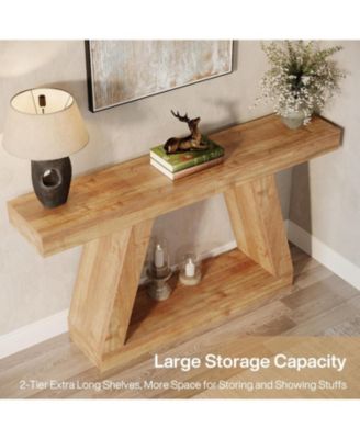1 Pc Wood Console Table 55 Inch Farmhouse Rustic Sofa Table Storage Industrial Entryway Hallway Living Room