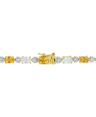 Citrine (8-1/10 ct. t.w.) & Diamond Accent Link Bracelet in 18k Gold-Plated Sterling Silver