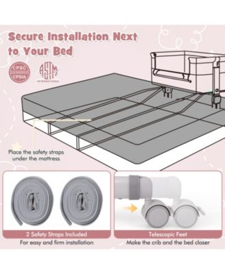 Baby Bassinet Bedside Sleeper with 6-Level Adjustable Height