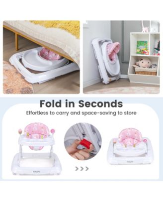 Foldable Baby Activity Walker with Adjustable Height and Detachable Seat Cushion