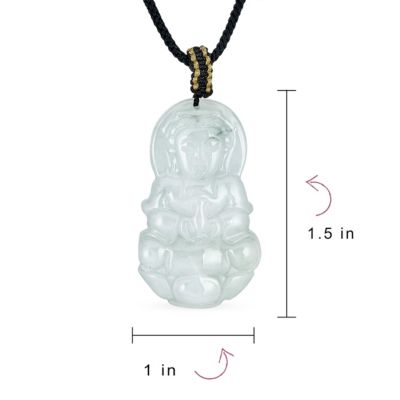 Yogi Amulet Boho Chalcedony Carved Buddha Pendant Necklace Black Cord