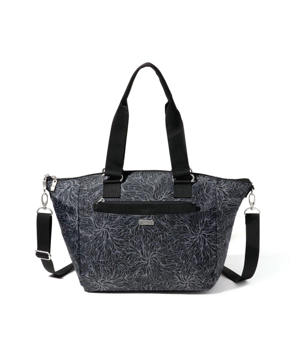 Baggallini All-day Removable Pouch Tote In Midnight Blossom Print