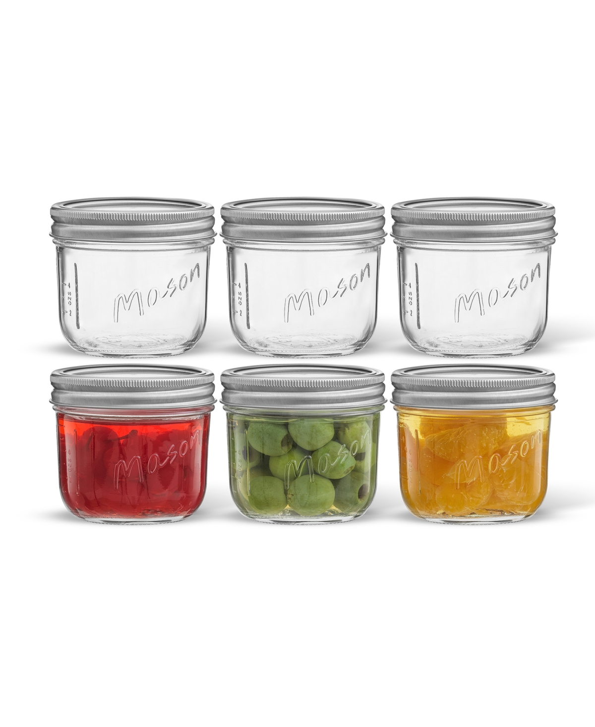 JOYJOLT WIDE SET OF 6 MASON JARS WITH AIRTIGHT LIDS 