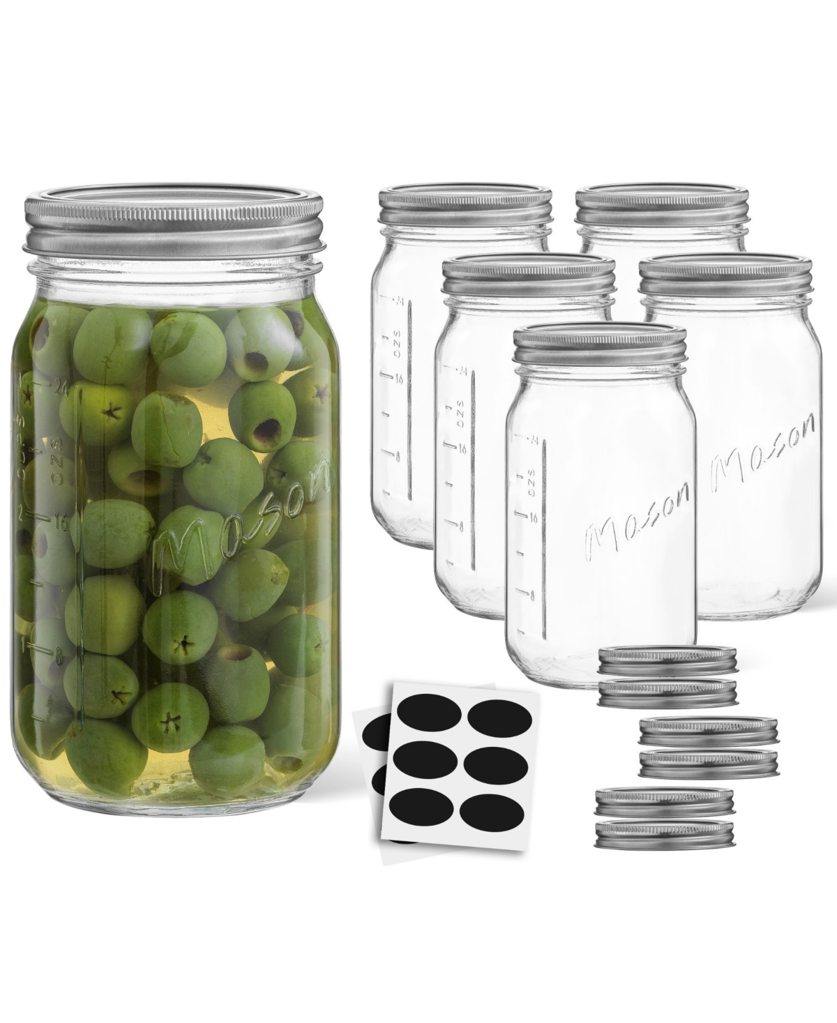 Shop Joyjolt Wide Set Of 6 Mason Jars With Airtight Lids In Clear