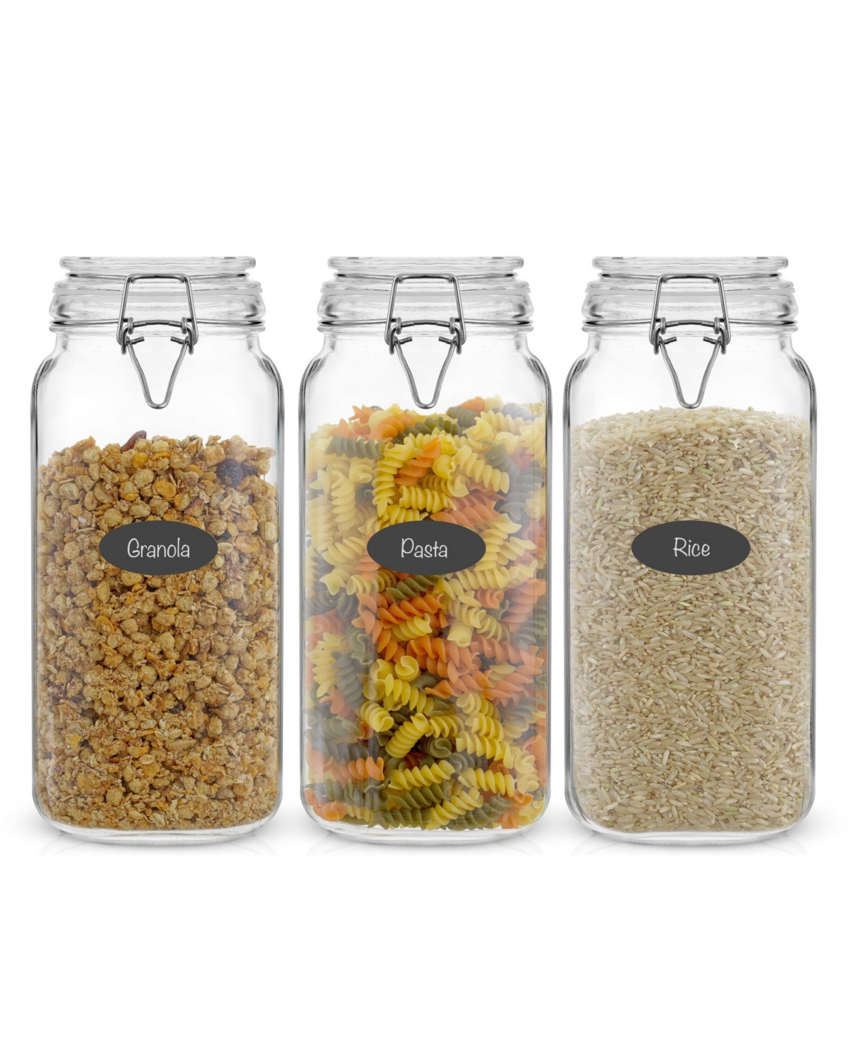 JOYJOLT AIRTIGHT SET OF 3 GLASS JARS STORAGE CANISTER 