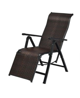 Patio Back Adjustable Rattan Folding Lounge Recliner