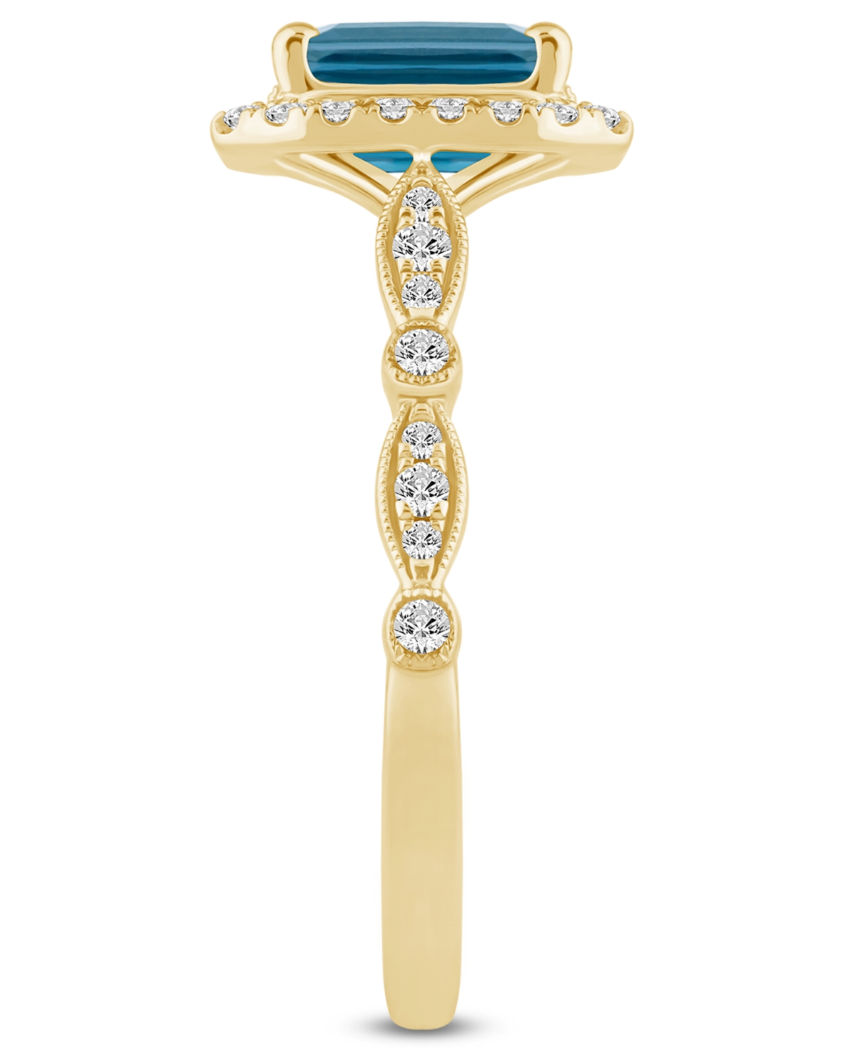 Macy's London Blue Topaz (2 Ct. T.w.) & Diamond (1/2 Ct. T.w.) Halo Bridal Set In 14k Gold In London Blue Topaz