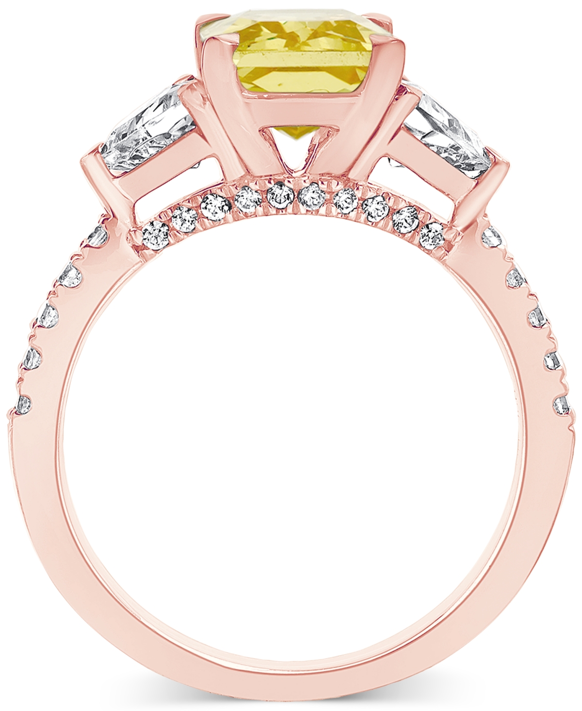 Badgley Mischka Igi Certified Lab Grown Yellow Diamond Radiant-cut Bridal Set (3-3/4 Ct. T.w.) In 14k White, Yellow In Rose Gold