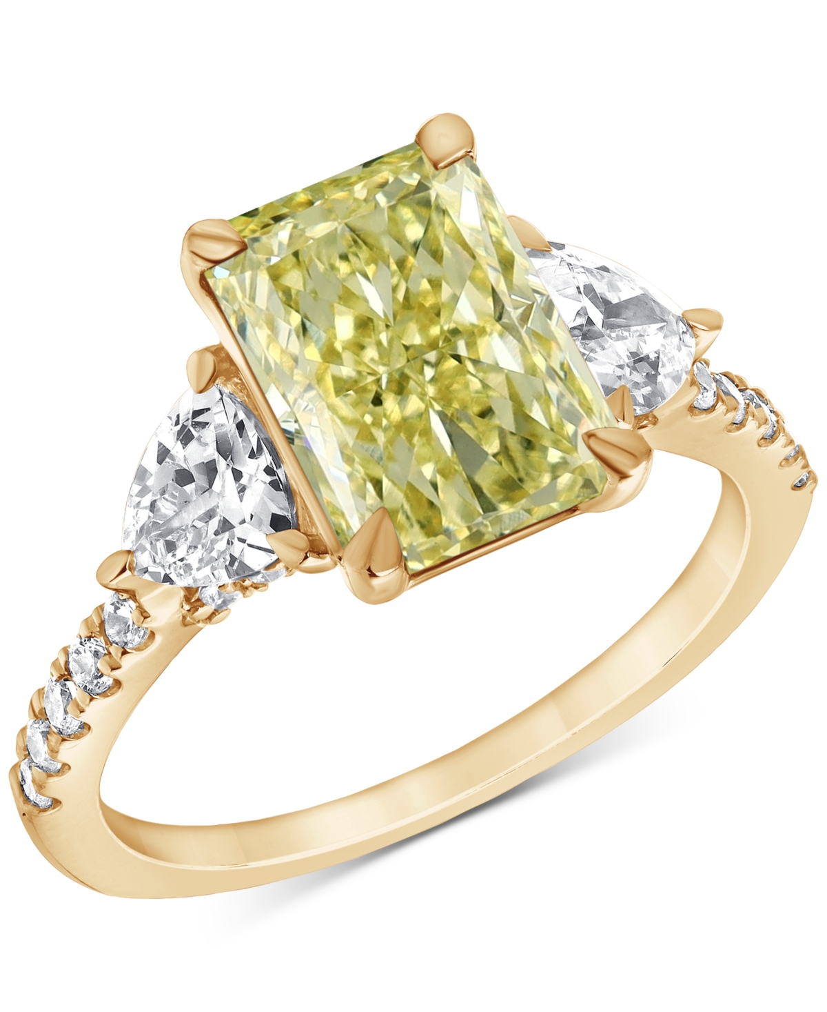 Badgley Mischka Igi Certified Lab Grown Yellow Diamond Radiant-cut Bridal Set (3-3/4 Ct. T.w.) In 14k White, Yellow In Yellow Gold