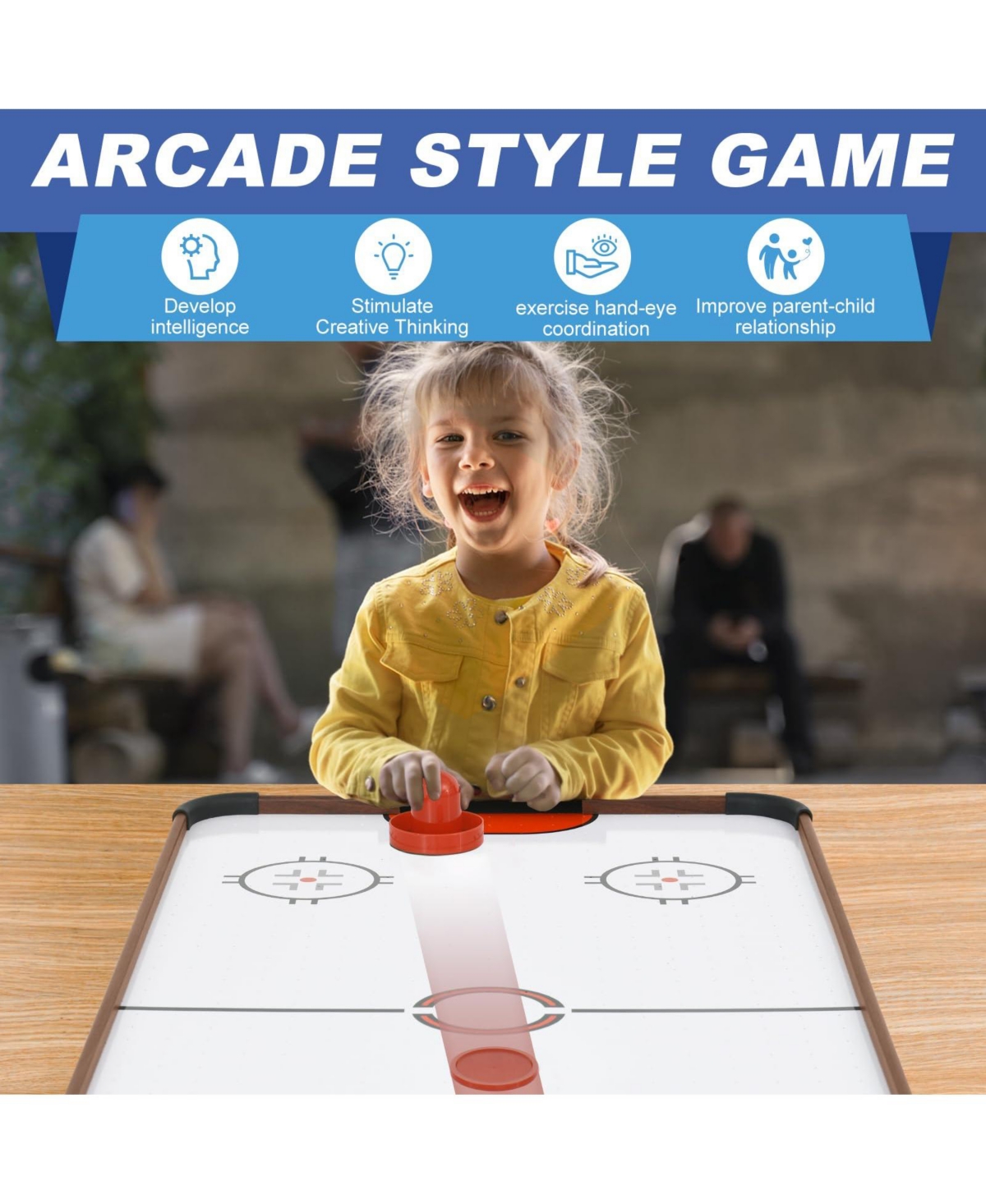 Sugift Air Hockey Table, Portable Hockey Game Table with 2 Pucks, 2 Pushers, Powerful Motor