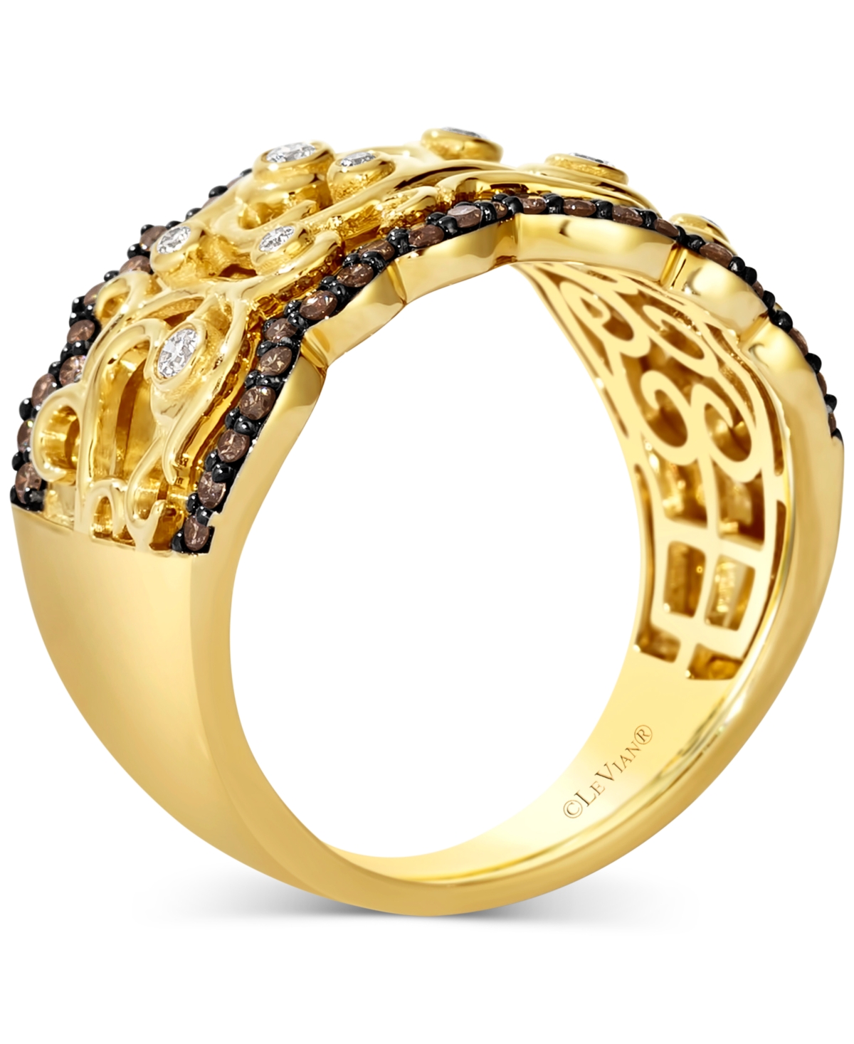 Le Vian Nude Diamond & Chocolate Diamond Filigree Ring (3/8 Ct. T.w.) In 14k Honey Gold In Yellow Gold