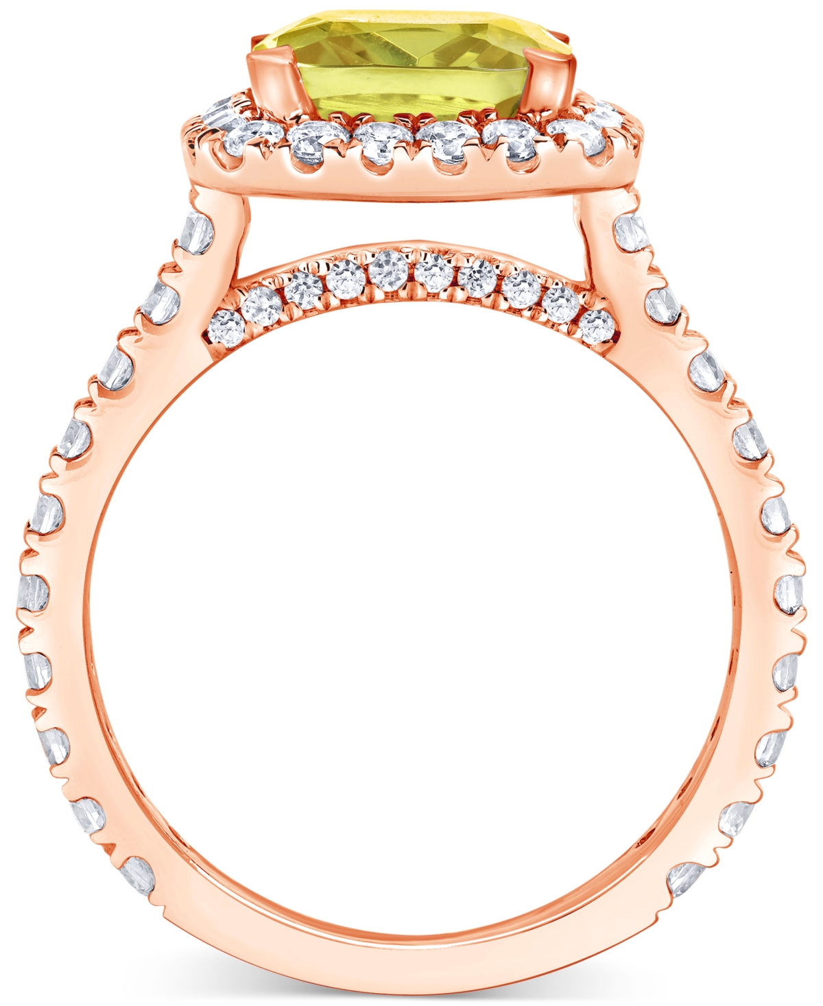 Badgley Mischka Igi Certified Lab Grown Yellow Diamond Cushion Halo Engagement Ring (4 Ct. T.w.) In 14k White, Yello In Rose Gold