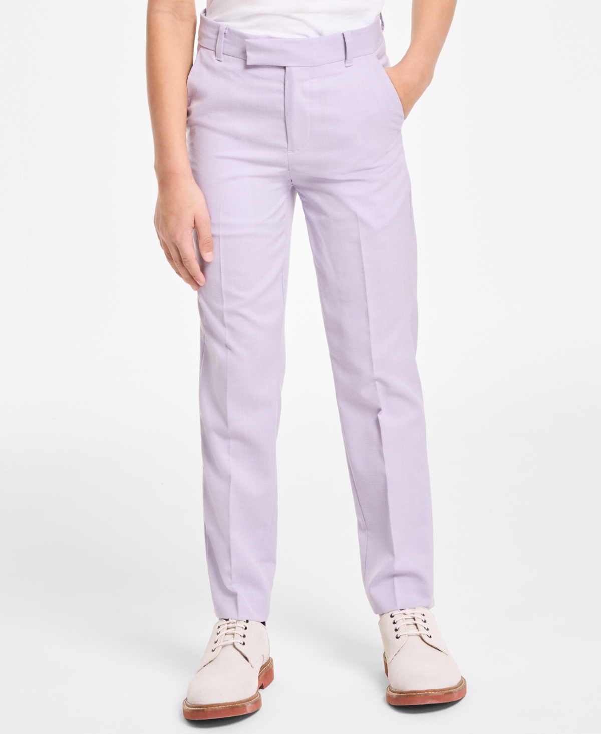 Calvin Klein Big Boys Stretch Tick Weave Pants In Light Purple