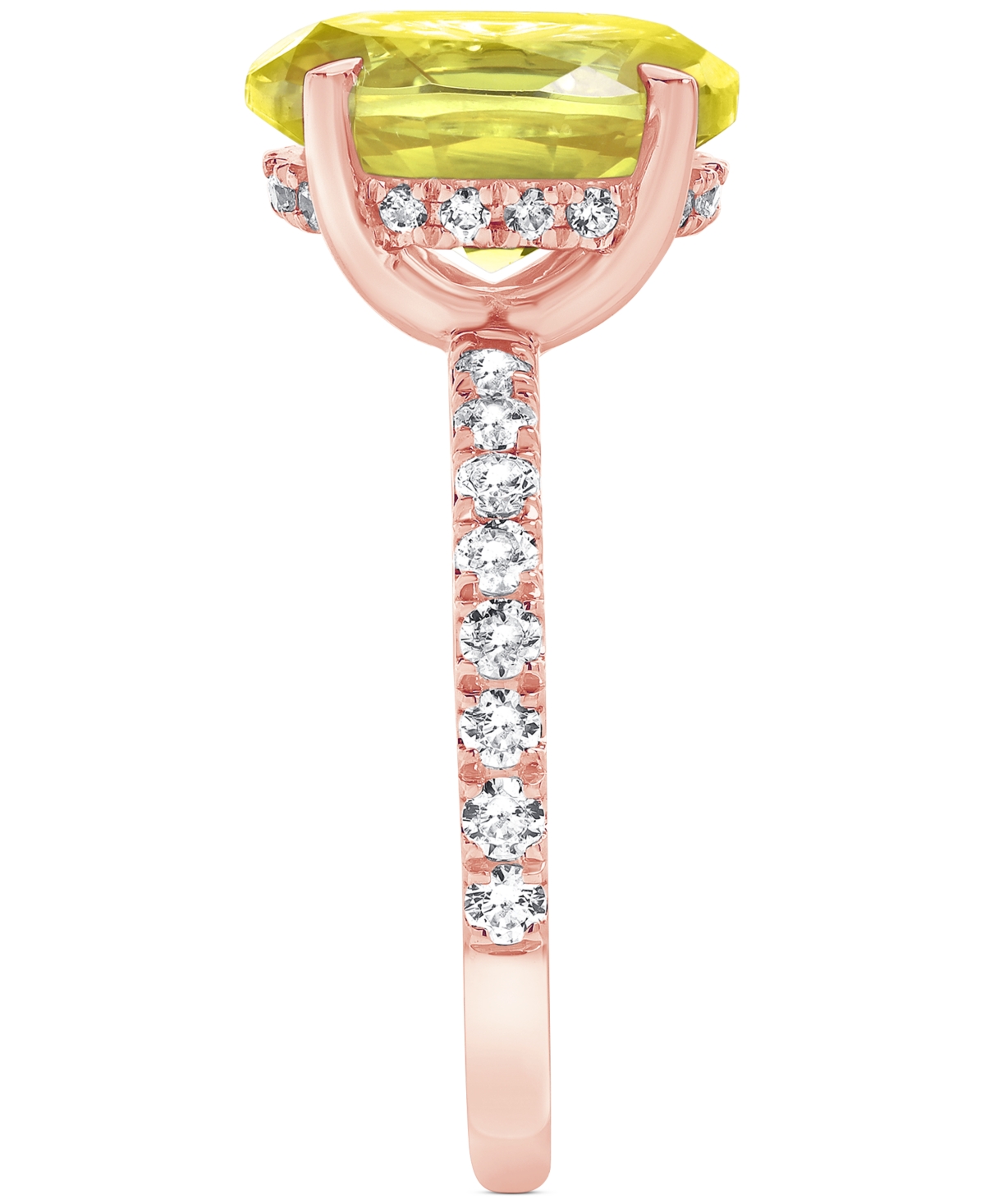 Badgley Mischka Igi Certified Lab Grown Yellow Diamond Oval-shaped Engagement Ring (3-1/2 Ct. T.w.) In 14k White, Ye In Rose Gold