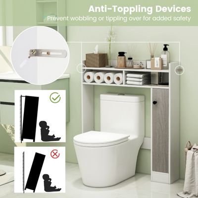 Bathroom Over the Toilet Floor Storage Organizer with Adjustable Shelves - White