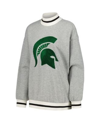 Women's Ash Michigan State Spartans In It To Win It Sporty Mock Neck Pullover Sweatshirt
