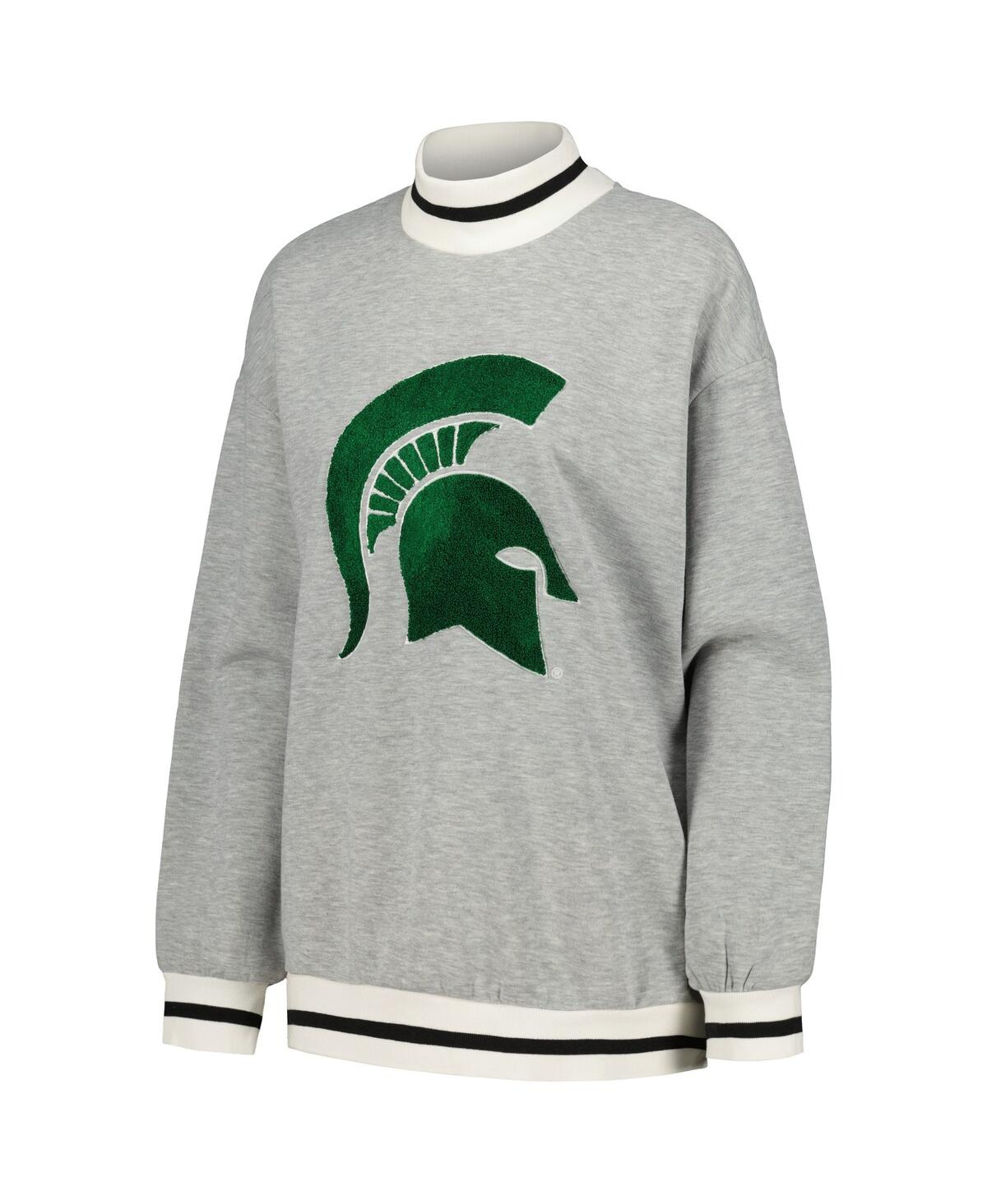 Gameday Couture Women's Ash Michigan State Spartans In It To Win It Sporty Mock Neck Pullover Sweatshirt In Ash,black