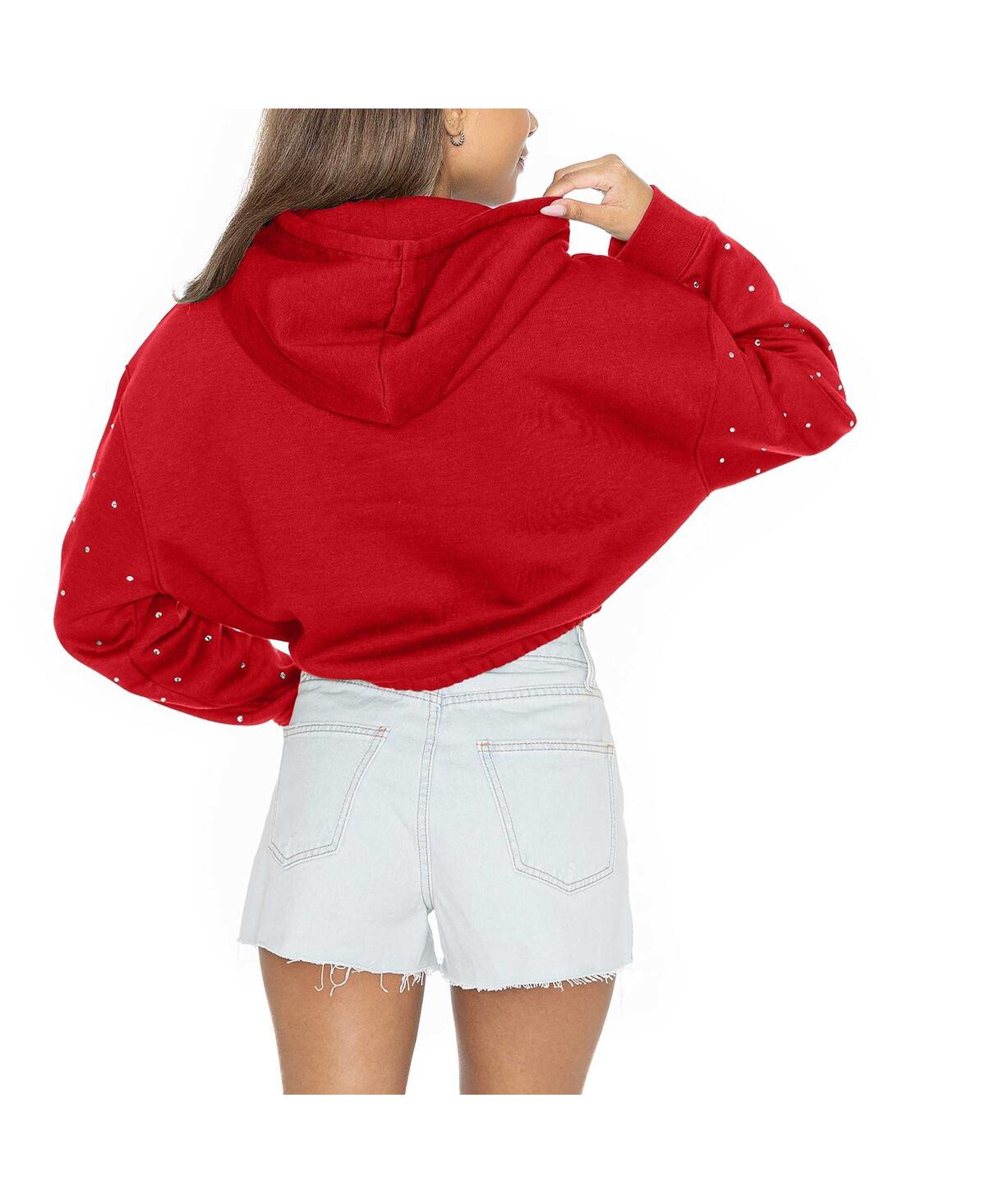 Gameday Couture Women'sOhio State Buckeyes Can't Lose Rhinestone Cropped Pullover Hoodie - Scarlet