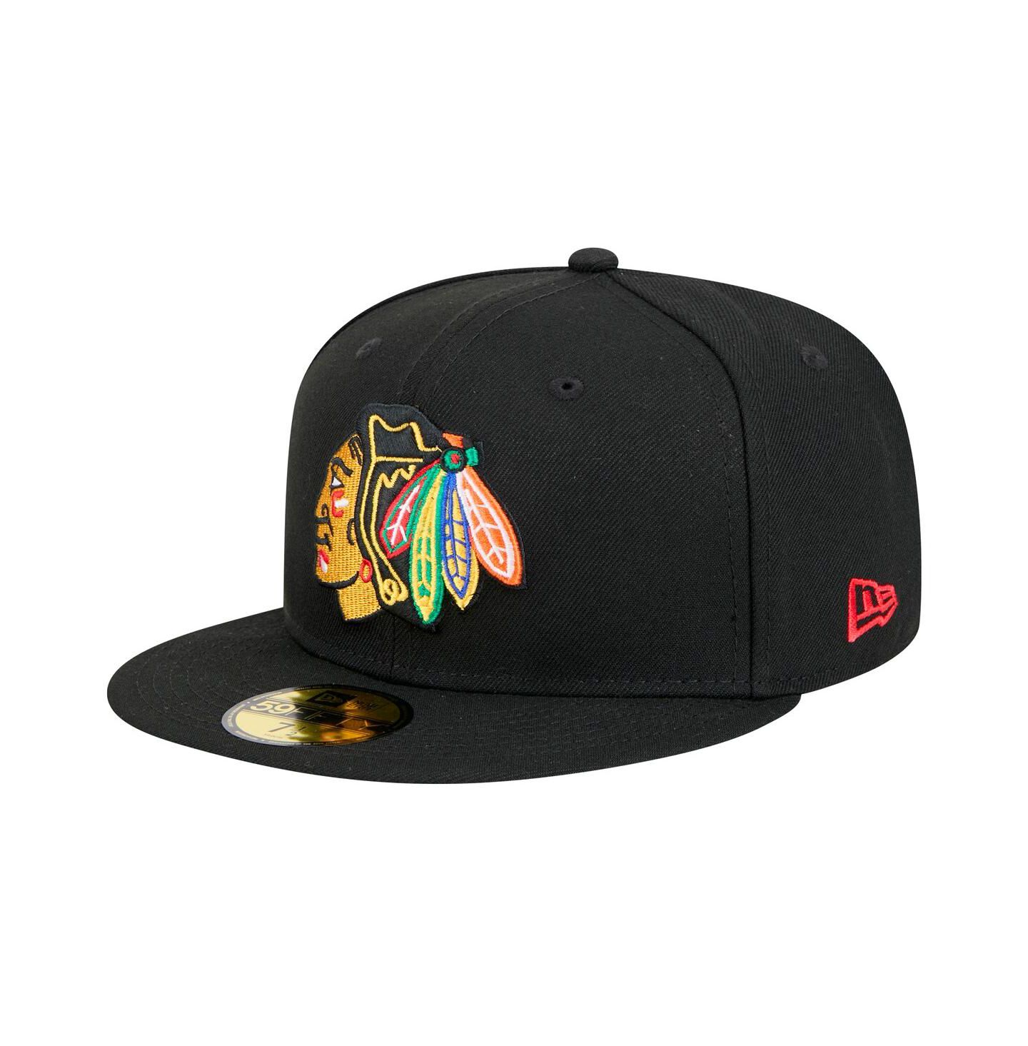 Мужская кепка New Era Black Chicago Blackhawks Core 59FIFTY Fitted Hat — фото 1