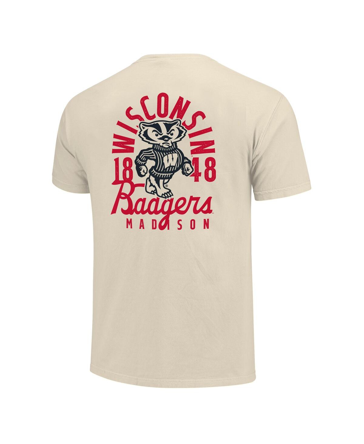 Image One Men's Cream Wisconsin Badgers Comfort Colors Mascot Overlay T-shirt In Cream