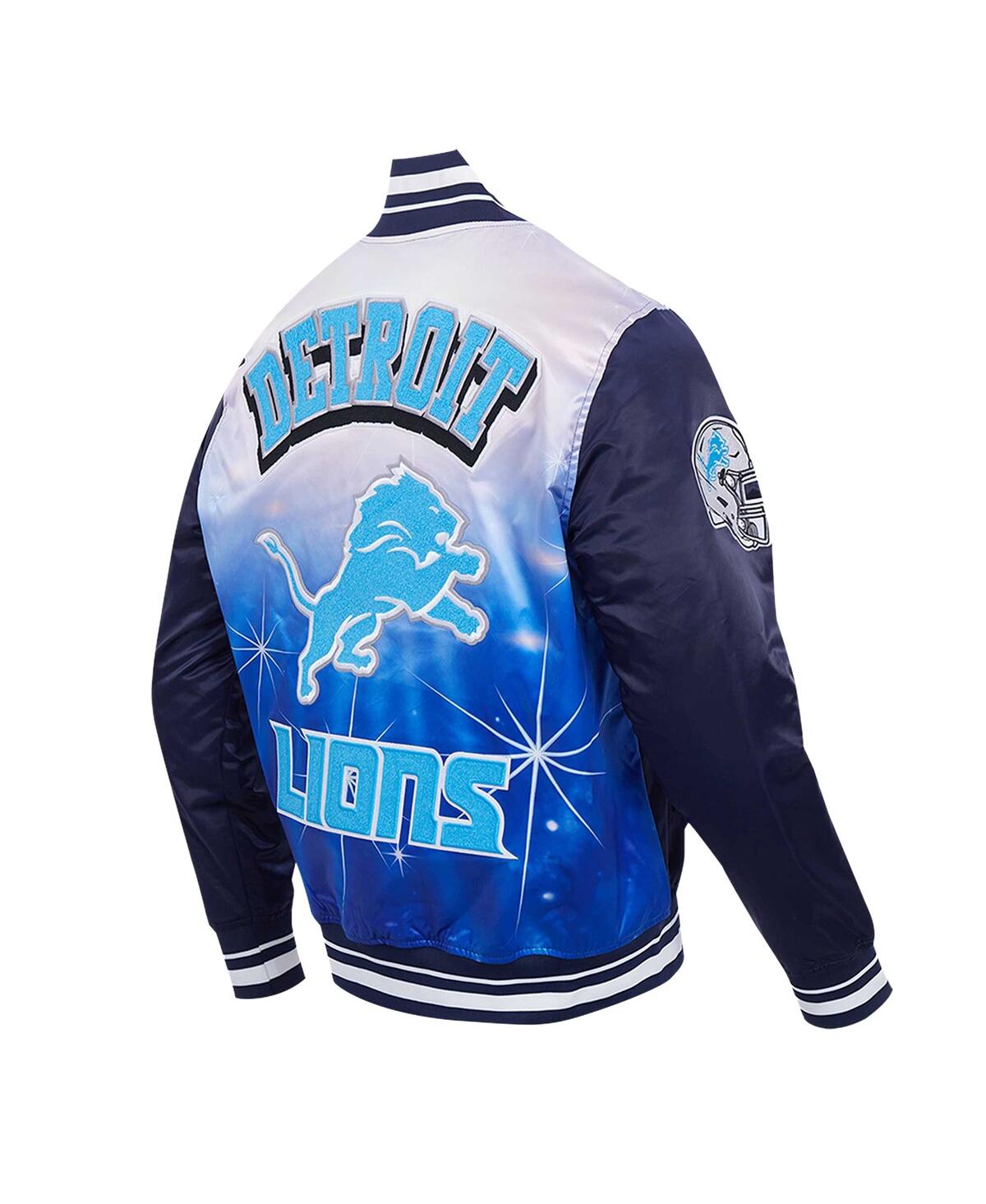Pro Standard Men'sDetroit Lions Sublimated Satin Full-Snap Jacket - Navy