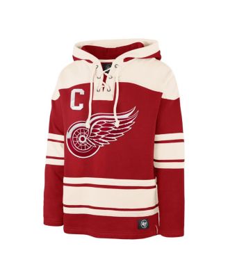 Men's Dylan Larkin Red Detroit Red Wings Captain Patch Player Name Number Lacer Pullover Hoodie
