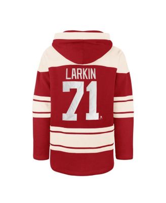 Men's Dylan Larkin Red Detroit Red Wings Captain Patch Player Name Number Lacer Pullover Hoodie