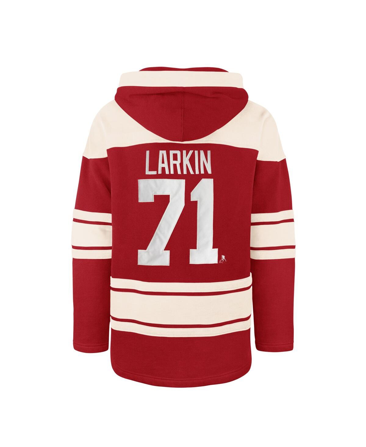 Shop 47 Brand Men's Dylan Larkin Red Detroit Red Wings Captain Patch Player Name Number Lacer Pullover Hoodie