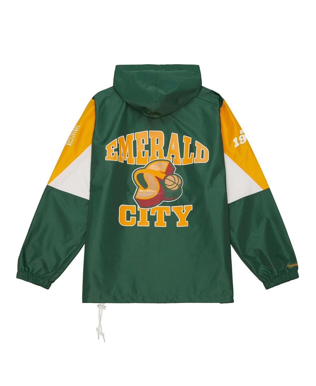 Mitchell & Ness Men'sSeattle SuperSonics Hardwood Classics Team Origins Anorak Half-Zip Jacket - Green