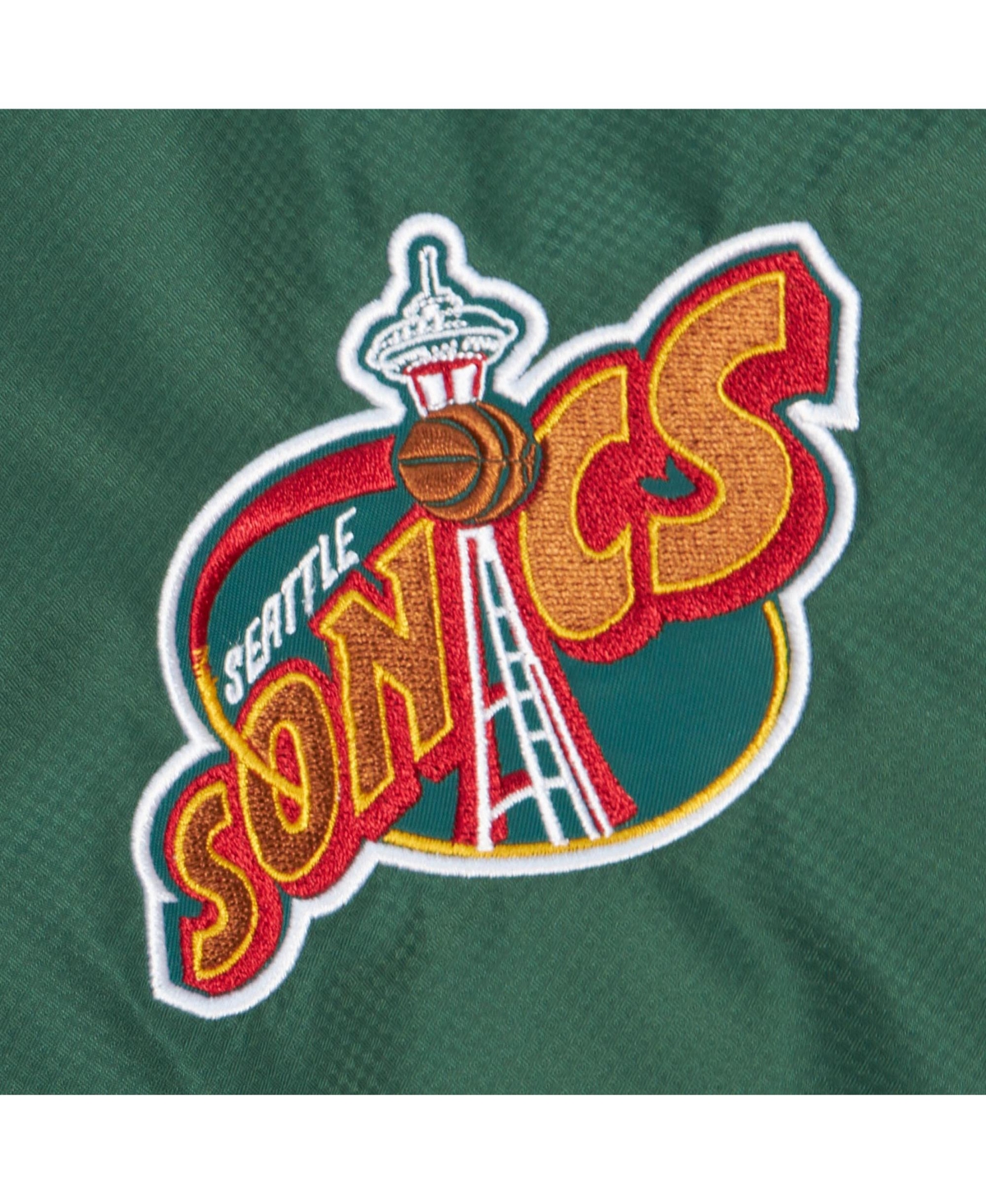 Mitchell & Ness Men'sSeattle SuperSonics Hardwood Classics Team Origins Anorak Half-Zip Jacket - Green