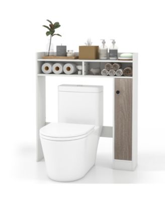 Bathroom Over the Toilet Floor Storage Organizer with Adjustable Shelves - White