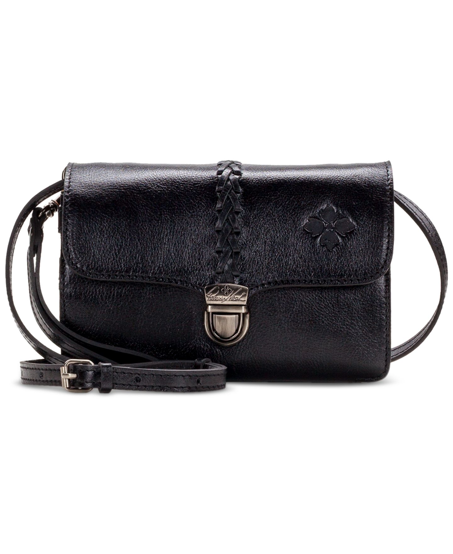 Женская сумка Patricia Nash Bianco Small Leather Crossbody Organizer, цвет: Чёрный / Серебряный — фото 1