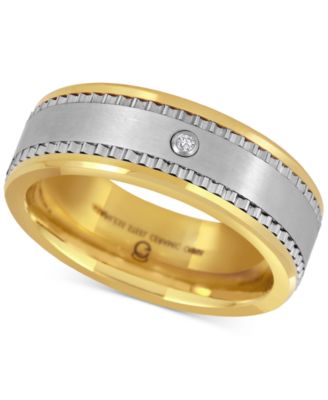 Men's Diamond Accent Two-Tone Ceramic & Stainless Steel Band