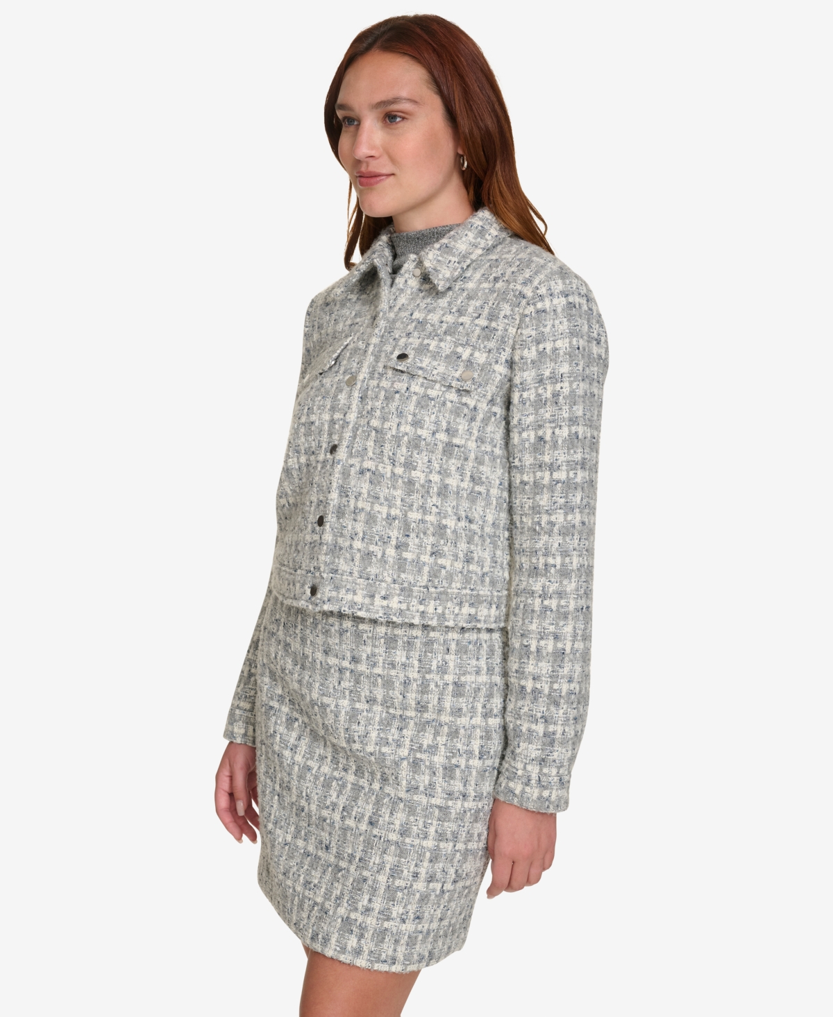 CALVIN KLEIN WOMEN'S TWEED BUTTON-FRONT JACKET 