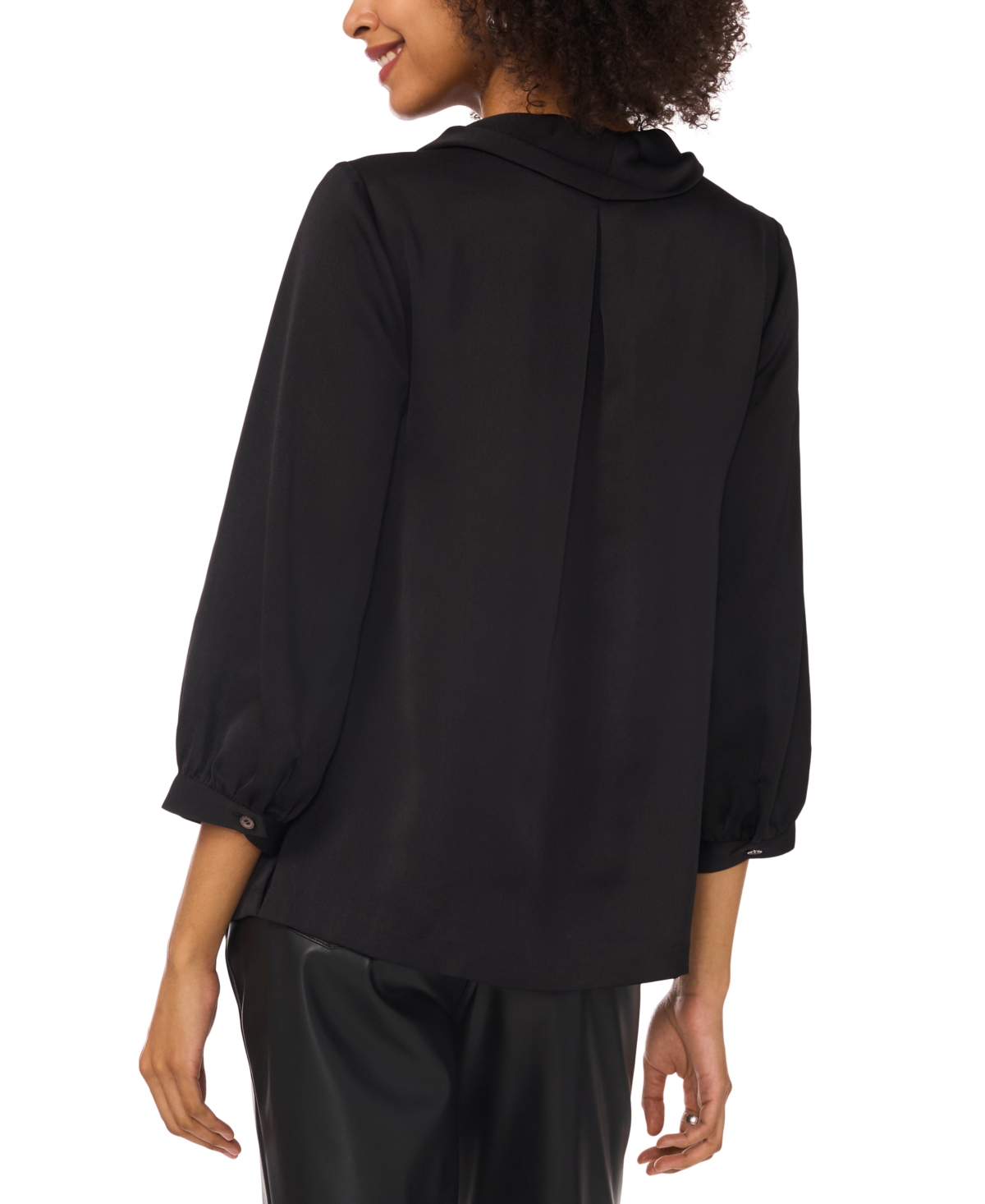 VINCE CAMUTO WOMEN'S SATIN COWLNECK 3/4-SLEEVE TOP 