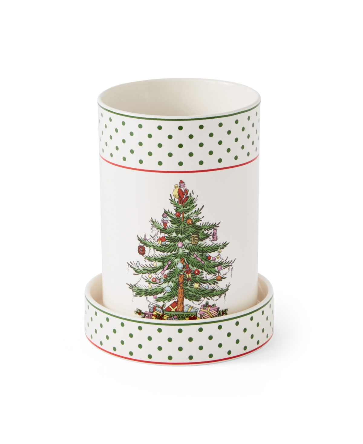 Spode Christmas Tree Polka Dot Wine Chiller Coaster Set In Green