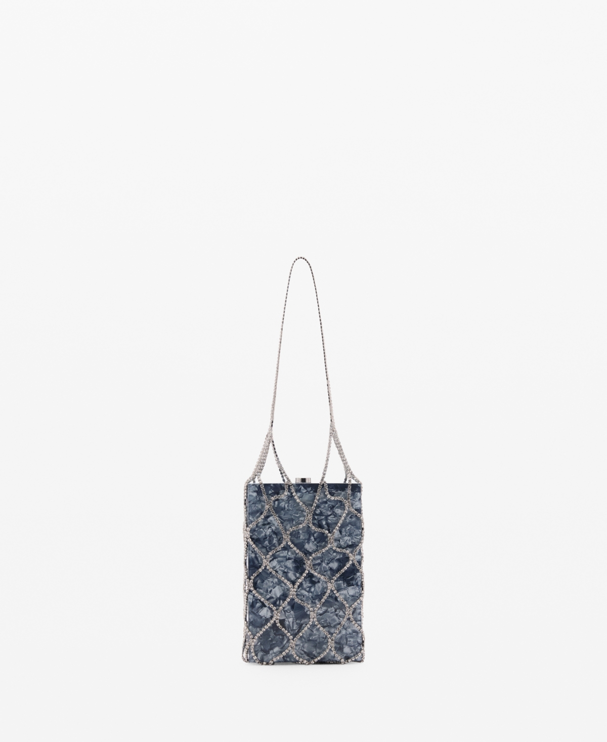 Women's Mesh Crystal Handbag - Petrol Blue