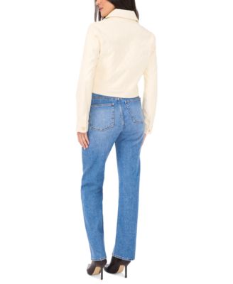 Women's Faux-Leather Cropped Jacket