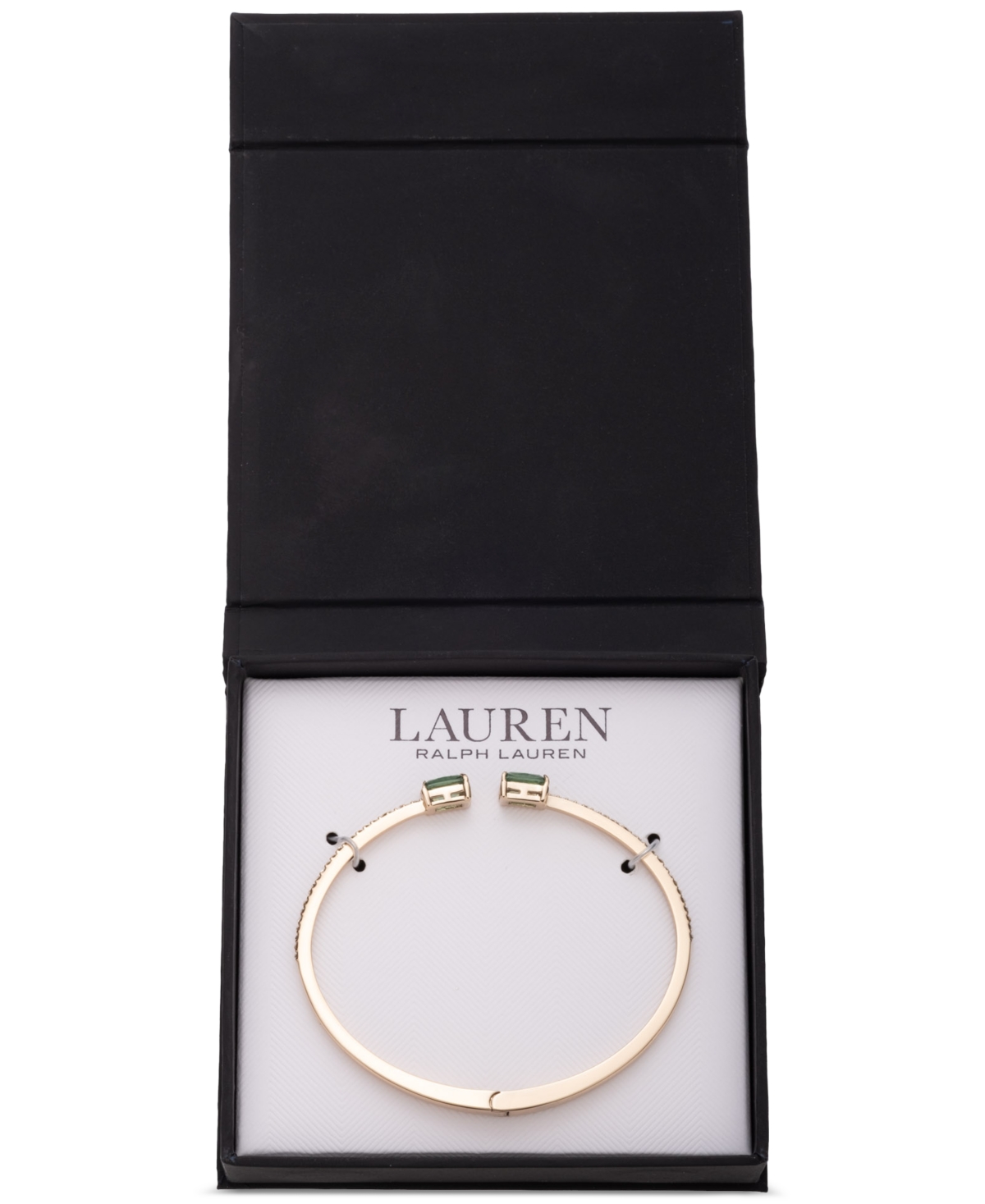 Gold-Tone Square Stone Bangle Bracelet - Lt Sapphre