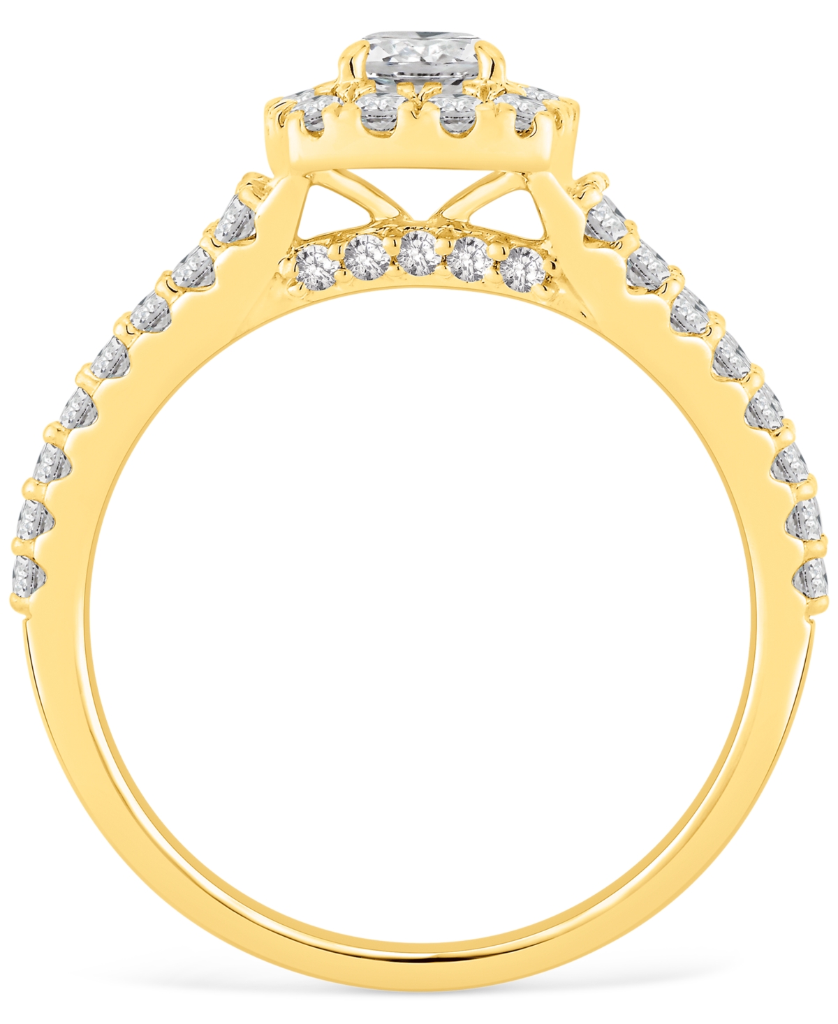 Macy's Diamond Halo Engagement Ring (1 Ct. T.w.) In 14k Yellow Gold In Yellow Gold