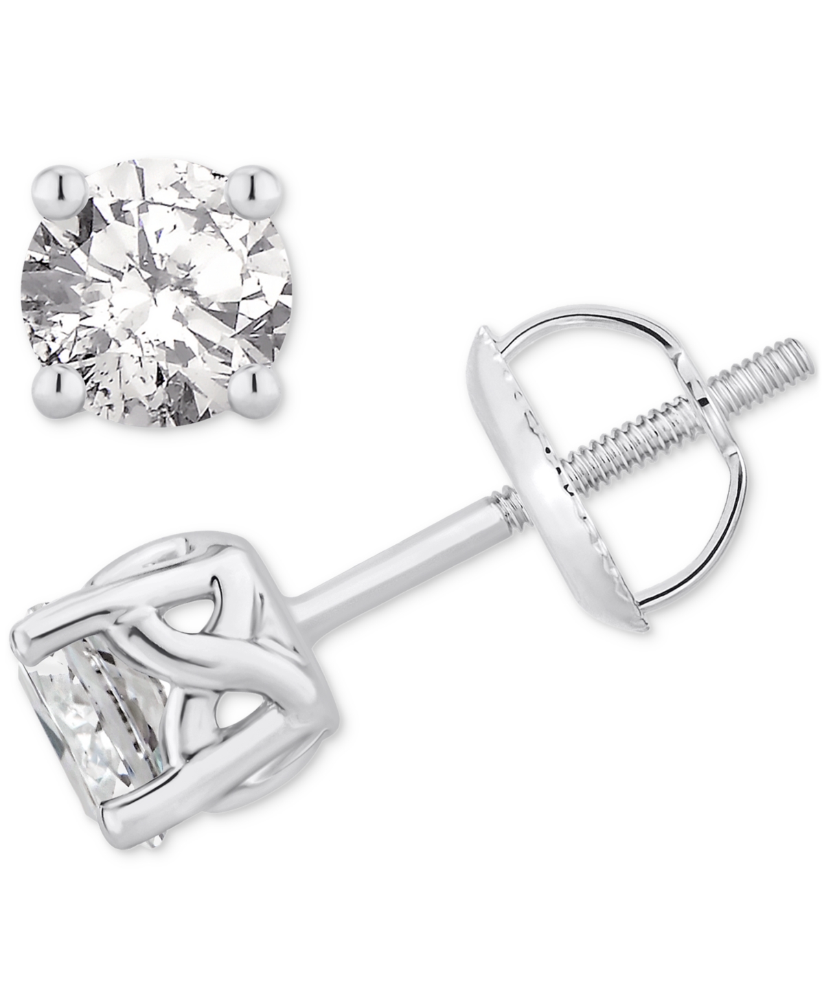 Gia Certified Diamond Stud Earrings (3/4 ct. t.w.) in 14k White Gold - White Gold